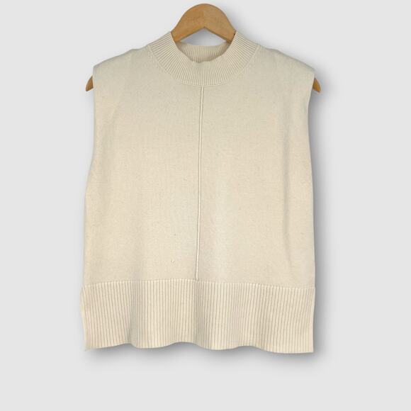 Three Dots Jackets & Blazers - Three Dots Sleeveless Knit Sweater Vest Cream Minimalist Size Small
